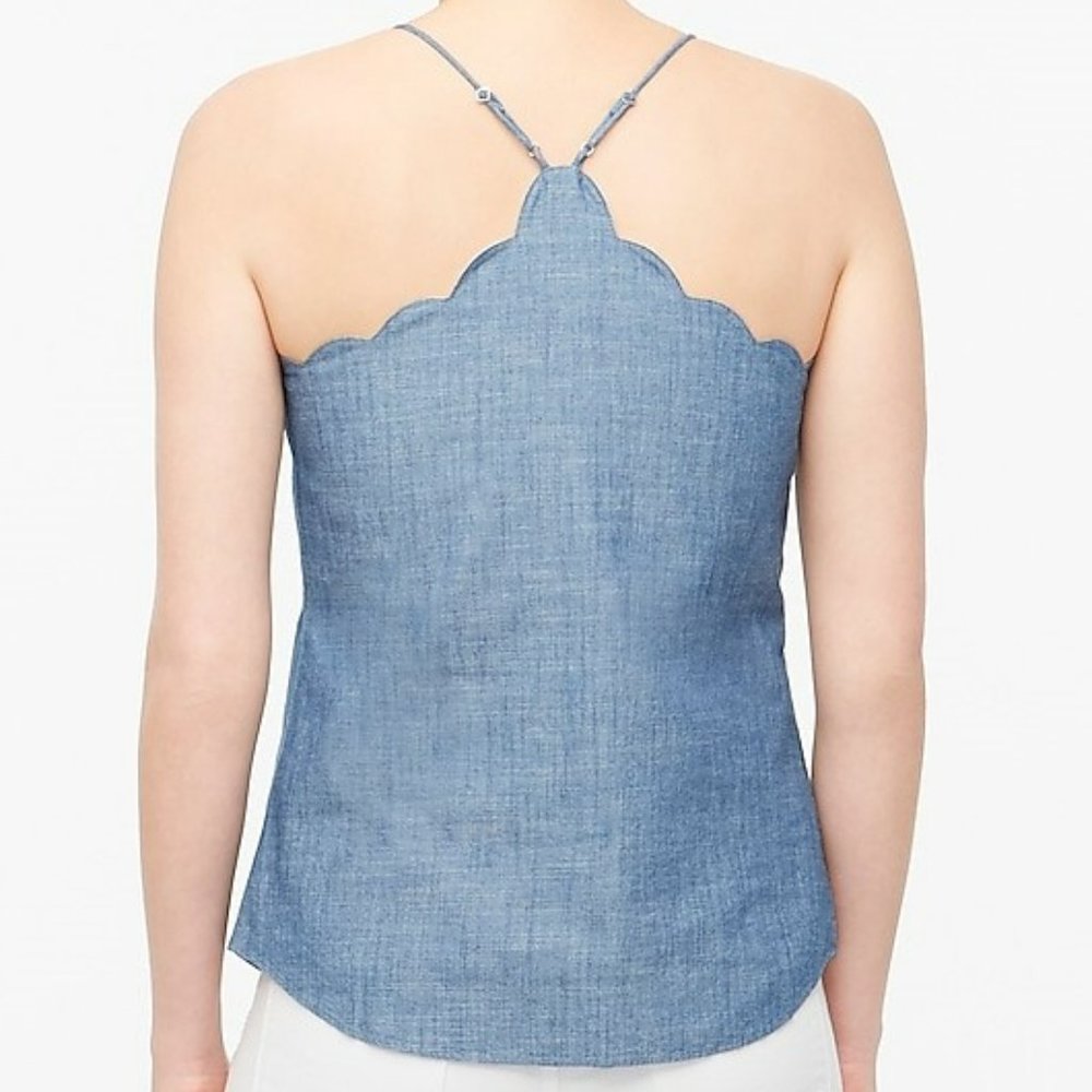 J. Crew NWT Chambray Scalloped Cami Top size 6 - Picture 4 of 9